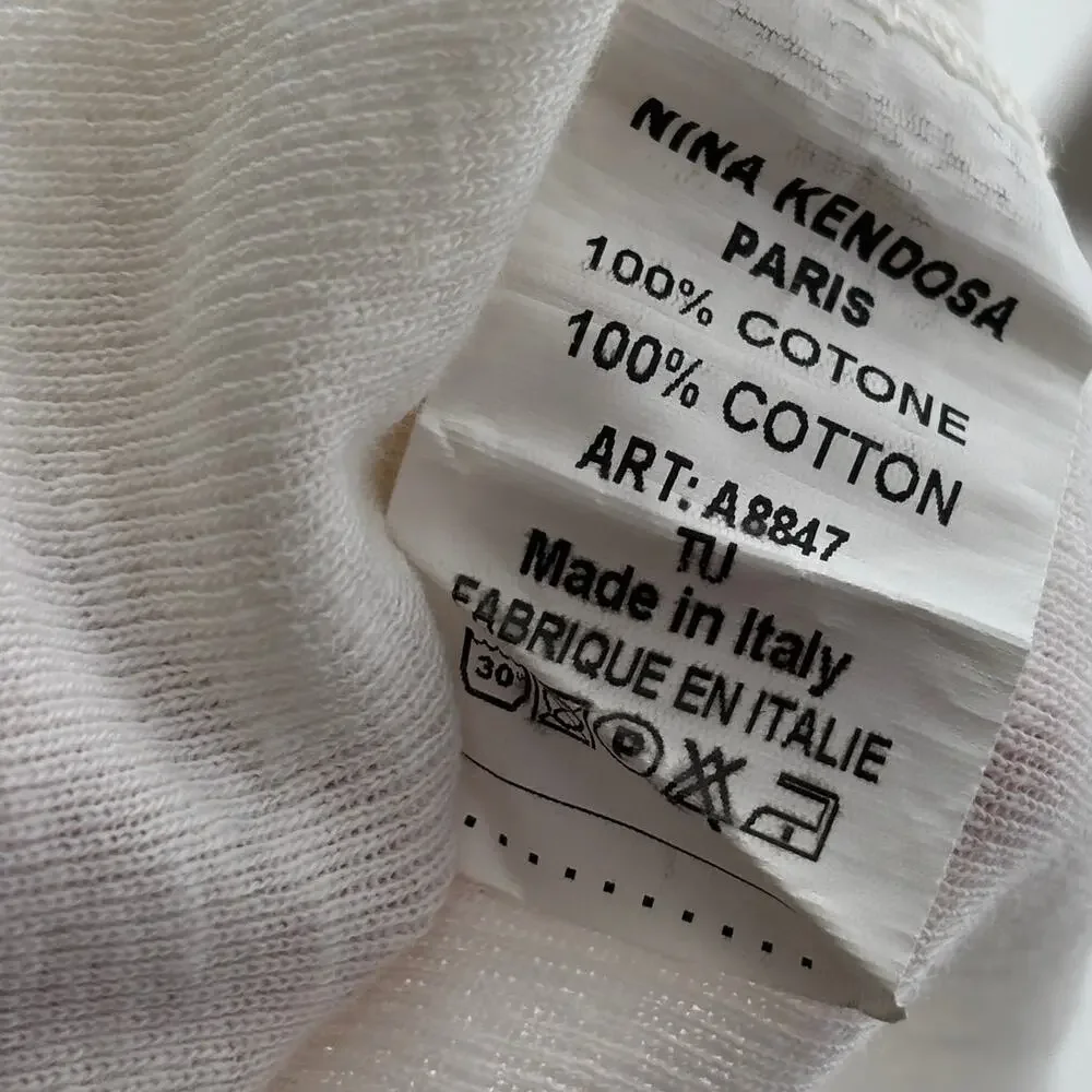 Nina Kendosa Paris White Long Sleeve Cotton Top